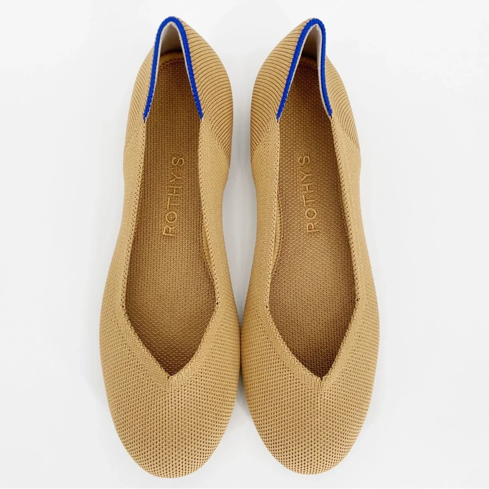 Rothy's Tan and Blue Flats - Picture 1 of 12